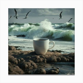 Coffee Cup On The Beach 17 Canvas Print