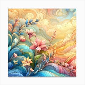 Abstract With Flowers And Clouds Canvas Print