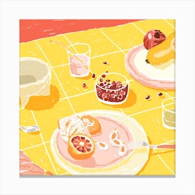 Grapefruit Still Life Square Canvas Print