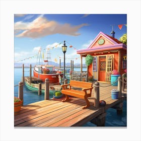 Boat On The Dock Canvas Print