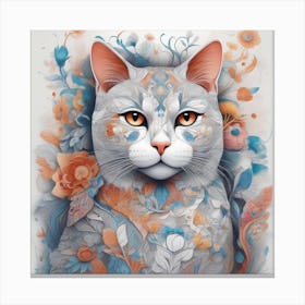 Floral Cat Canvas Print