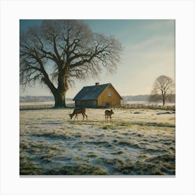 Two Deer In A Field 1 Canvas Print