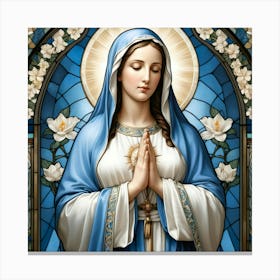 Stained Glass Virgin Mary Praying #3 Canvas Print