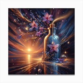 Bottle Of Flowers Canvas Print