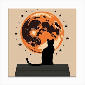 Cat In The Moonlight Canvas Print