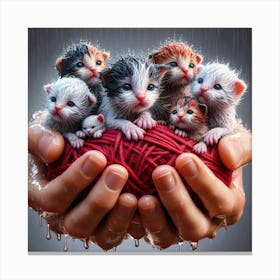 Kittens In Hands 2 Canvas Print