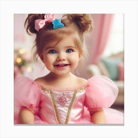 A pink dressed baby smiling Canvas Print