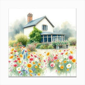 Cottage In The Garden Canvas Print