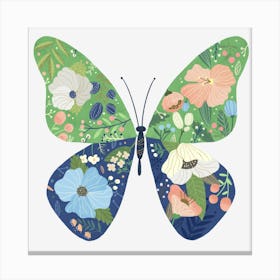 Butterfly With Flowers 1 Canvas Print