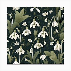 Flowers of Snowdrops, Vector art 1 Canvas Print