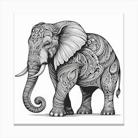 Line Art elephant 1 Canvas Print