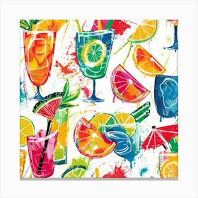 Colorful Drinks Pattern Canvas Print