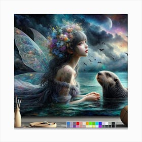 Fairy And Otter Canvas Print