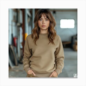 Woman In A Sweatshirt Canvas Print