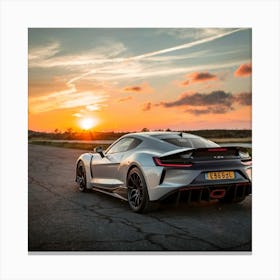Sunset Over A Sports Car Canvas Print