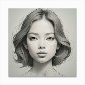 Asian Face Drawing Canvas Print