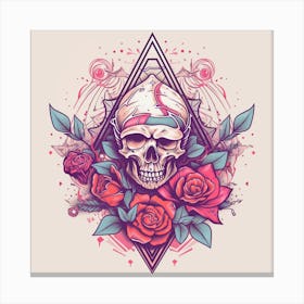 Skull With Roses 2 Canvas Print