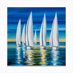 Tranquil Horizons Sailboats On A Serene Seascape (3) Canvas Print