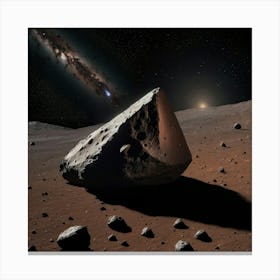 Asteroid sitting on Mars surface Canvas Print