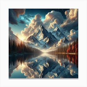 Mountain Reflected In A Lake Canvas Print