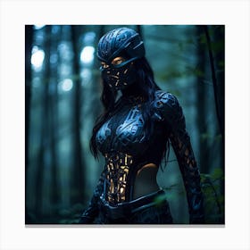 Cyborg Woman In The Woods Canvas Print