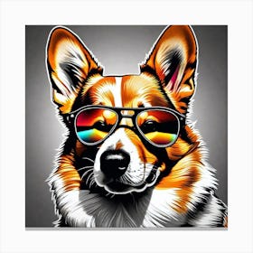 Corgi In Sunglasses 61 Canvas Print