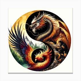 Yin Yang Dragon Art Canvas Print