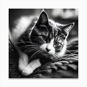 Black And White Cat 14 Canvas Print