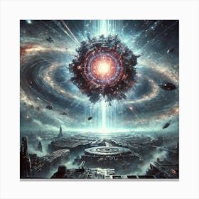 A Colossal Futuristic Weapon Creating A Nexus Coll Canvas Print