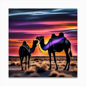 Camels In The Desert 12 Canvas Print