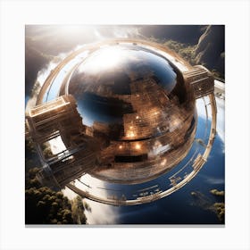 Imagine Earth Into Metallic Ball Space Station Floating In Universe Canvas Print