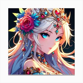 Anime Girl With Crown Canvas Print