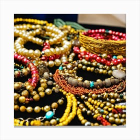 Beautiful African Pearly Jewellery On Display (3) Canvas Print