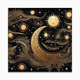 Moon And Stars 11 Canvas Print