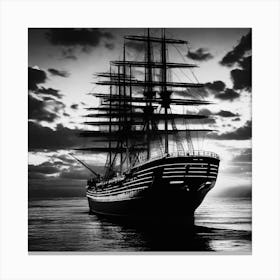 Black And White Ship 1 Canvas Print