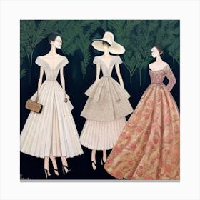 Three Ladies In Dresses Canvas Print