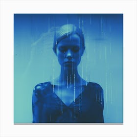 Woman In A Blue Room Canvas Print