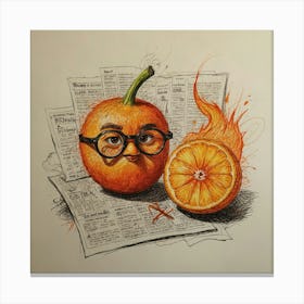 Orange With Glasses Canvas Print