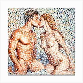 Kissing Couple Mosaic Canvas Print