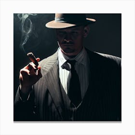 Man In Suit Smoking A Cigar Canvas Print