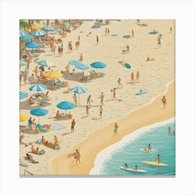 Illustration Of A Beach Scene 10 Canvas Print