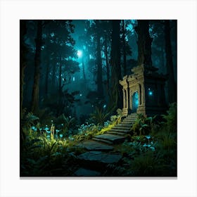 Forest At Night 22 Canvas Print