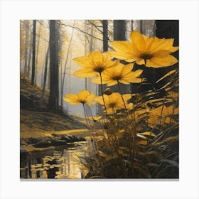 Yellow Flowers In The Forest Canvas Print