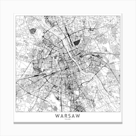 Warsaw Map Canvas Print