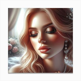 Beautiful Girl With Pearls Canvas Print