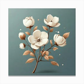 Cotton Flower branch, Vector art Canvas Print