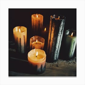 Candles On A Table Canvas Print