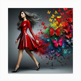 Beautiful Woman With Butterflies 2 Canvas Print