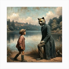 Cat And Boy Canvas Print