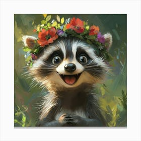 Raccoon With Flowers Toile